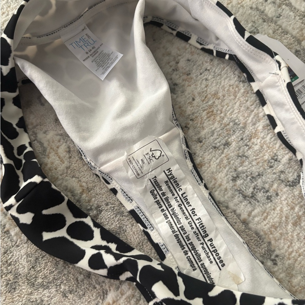 Black and Cream Animal Print Swim Bottom - Picture 6 of 8